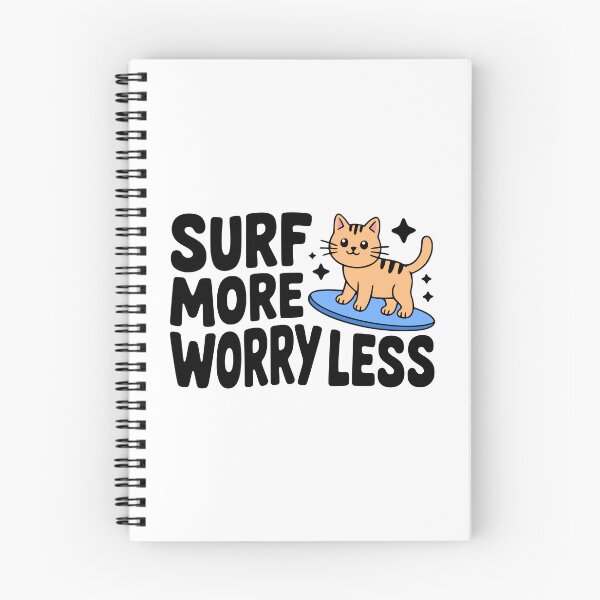 Item preview, Surf More Worry Less! Cute Surfing Cat Pun designed and sold by PMCreative.