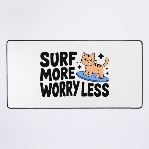 Item preview, Surf More Worry Less! Cute Surfing Cat Pun designed and sold by PMCreative.