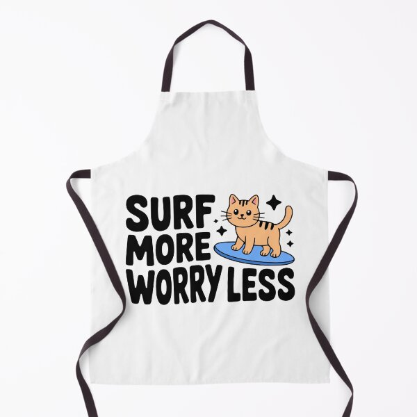 Item preview, Surf More Worry Less! Cute Surfing Cat Pun designed and sold by PMCreative.