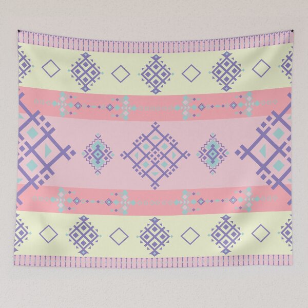 Item preview, Pastel Geometric Ethnic Pattern Striped Textile Design with Tribal Motifs designed and sold by Crispifly.