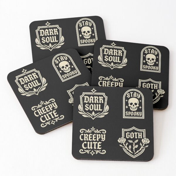 Aperçu de l'œuvre Ensemble de badges gothiques modernes – Icônes élégantes en lettres noires créée et vendue par Lurixo.