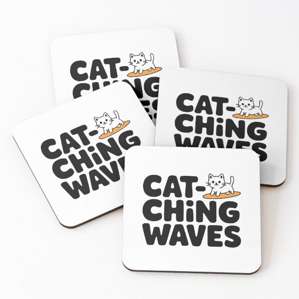 Item preview, Cat-ching Waves! Cute Surfing Cat Pun designed and sold by PMCreative.