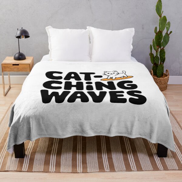 Item preview, Cat-ching Waves! Cute Surfing Cat Pun designed and sold by PMCreative.