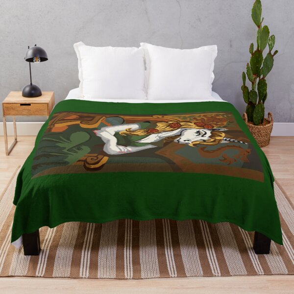 Item preview, Nonplussed Unicorn Woman, In throne, Green Dress & Roses In Her Hair designed and sold by KlakkDrawsStuff.