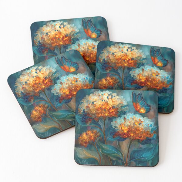Item preview, Vibrant whimsical hydrangeas and butterfly  designed and sold by MargaretWiktor.