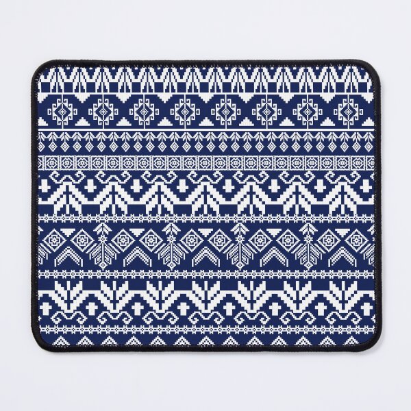 Item preview, Thai Tribal Fabric Pixel Pattern - Indigo Blue and White Ethnic Textile  designed and sold by DesignByNui.