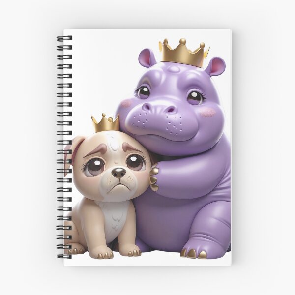 Item preview, 3D Kawaii Hippo Hugging Crying Dog with Crown – Cute Pastel Style designed and sold by champkppwc.