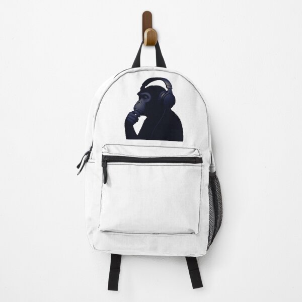 Item preview, Zen Monkey Vibes – Thoughtful Primate with Headphones in Bright Ambience Blue designed and sold by Psycho-Crazy.