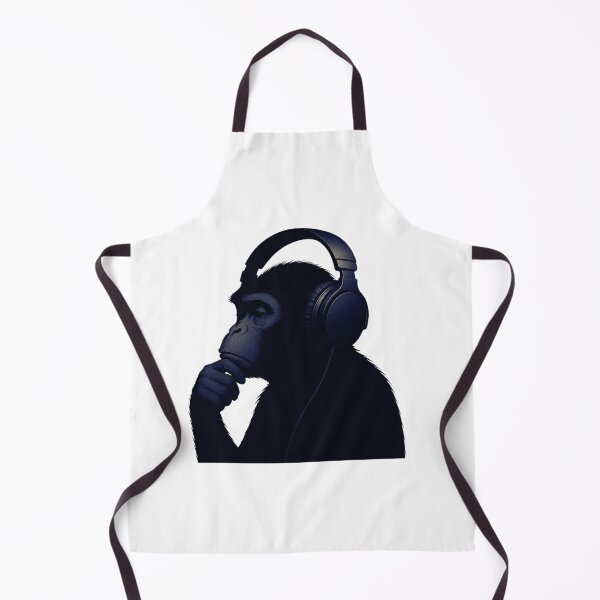 Item preview, Zen Monkey Vibes – Thoughtful Primate with Headphones in Bright Ambience Blue designed and sold by Psycho-Crazy.