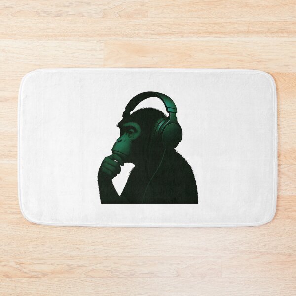 Item preview, Zen Monkey Vibes – Thoughtful Primate with Headphones in Bright Ambience Green designed and sold by Psycho-Crazy.