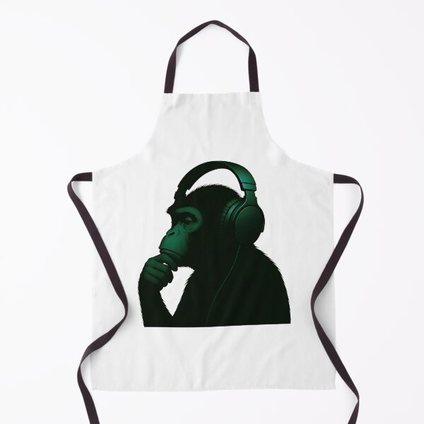 Item preview, Zen Monkey Vibes – Thoughtful Primate with Headphones in Bright Ambience Green designed and sold by Psycho-Crazy.