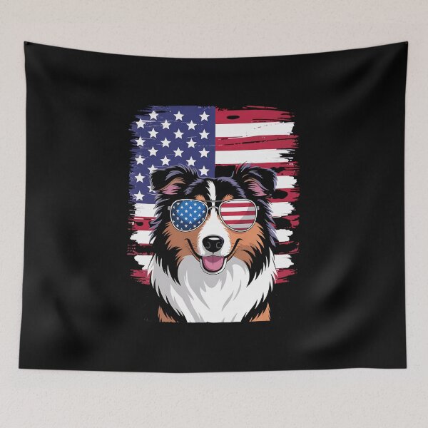 Item preview, USA America Flag Rough Collie Dog 4th of July Patriotic designed and sold by BakeryDozen.