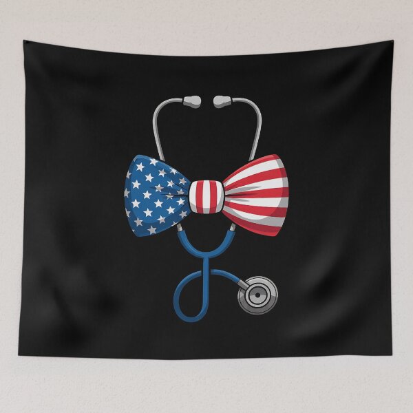 Item preview, USA Flag Stethoscope Coquette Bow 4th of July RN Nursing designed and sold by BakeryDozen.