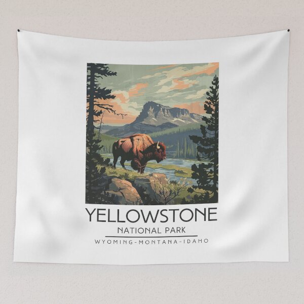 Item preview, A Vintage Illustration of Yellowstone National Park - US designed and sold by GoodOldVintage.