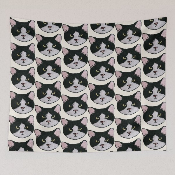 Item preview, Hand-Embroidered Tuxedo Cat Face Patch designed and sold by OzzyMac.