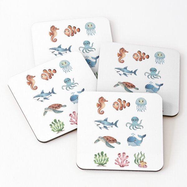 Item preview, Adorable Sea Animals Cartoon Illustration – Cute Ocean Creatures Design designed and sold by PnrArtDesign.