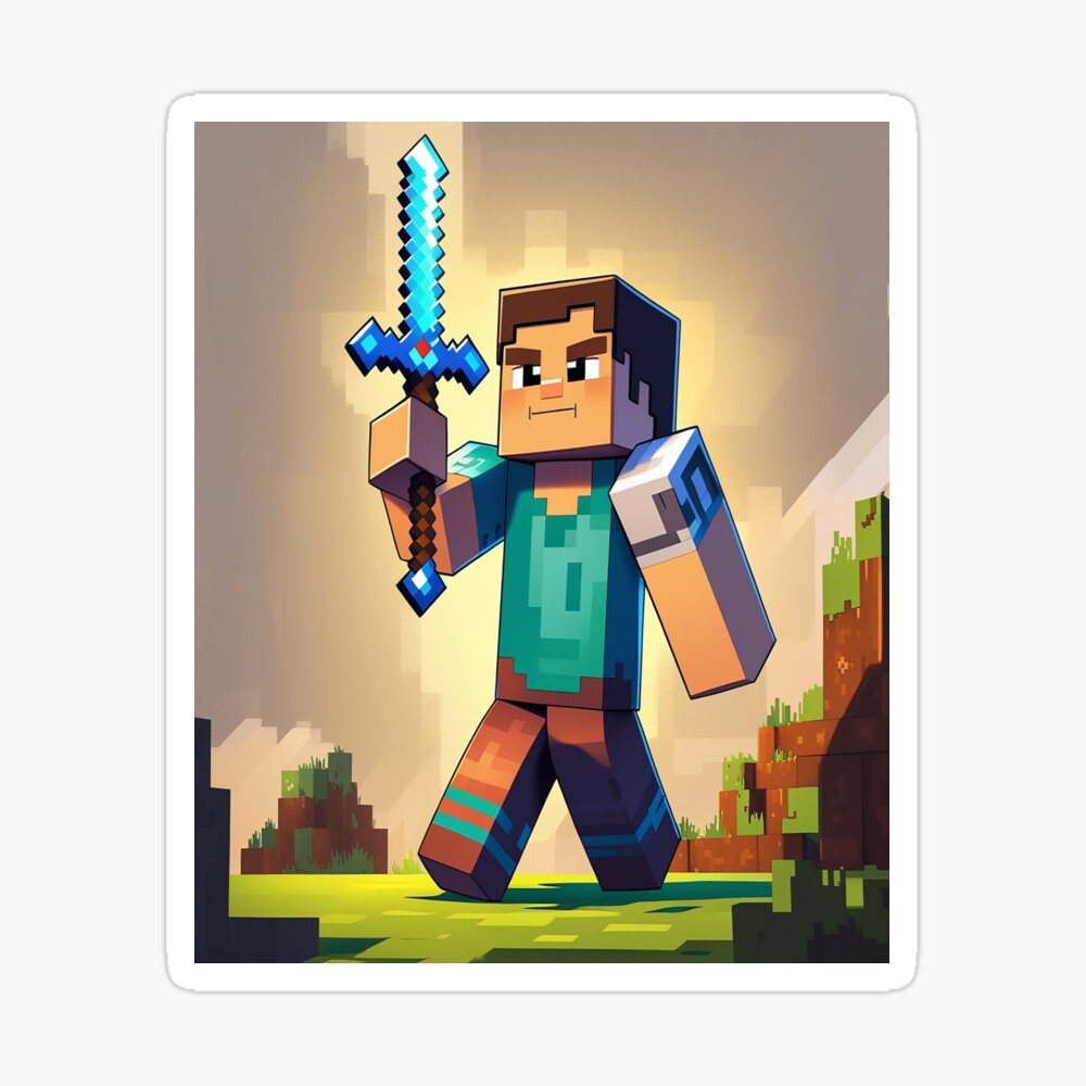 Minecraft Steve Diamond Sword Tapestry