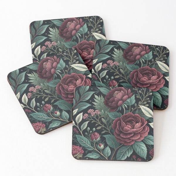 Item preview, Dark Botanical Maximalist Pattern - Hand-Drawn Peonies & Roses Seamless Design designed and sold by elglotonmusical.