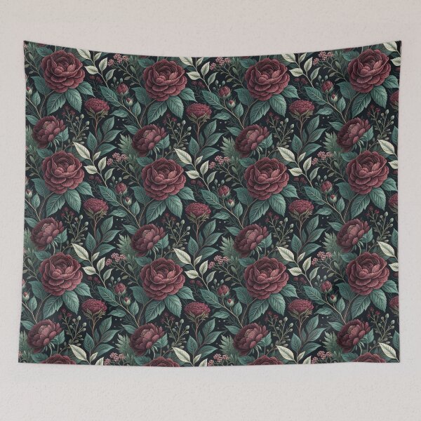 Item preview, Dark Botanical Maximalist Pattern - Hand-Drawn Peonies & Roses Seamless Design designed and sold by elglotonmusical.