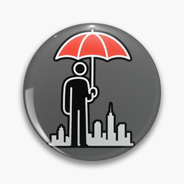Item preview, Minimalist Red Umbrella City Protector Stick Figure Design designed and sold by Shoot-The-Moon.