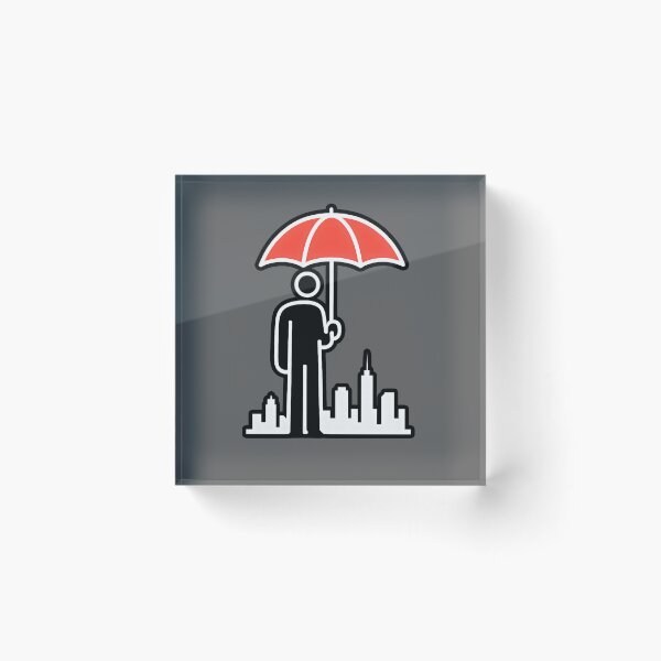 Item preview, Minimalist Red Umbrella City Protector Stick Figure Design designed and sold by Shoot-The-Moon.