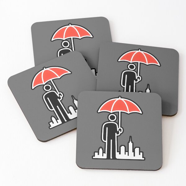 Item preview, Minimalist Red Umbrella City Protector Stick Figure Design designed and sold by Shoot-The-Moon.