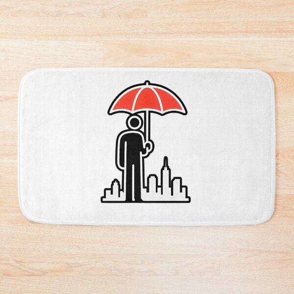 Item preview, Minimalist Red Umbrella City Protector Stick Figure Design designed and sold by Shoot-The-Moon.