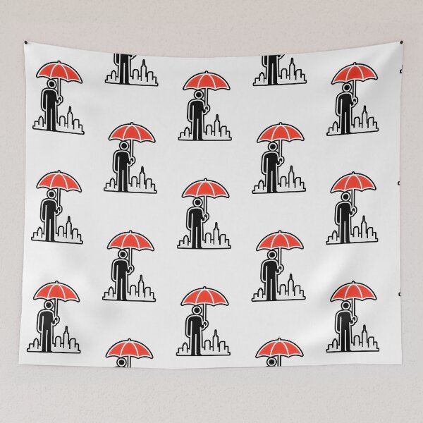 Item preview, Minimalist Red Umbrella City Protector Stick Figure Design designed and sold by Shoot-The-Moon.