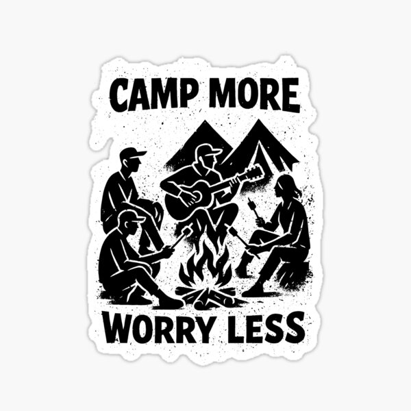 Item preview, Camp More Worry Less, Grunge Style, Freunde am Lagerfeuer, Outdoor-Abenteuer designed and sold by QuirkySpark.
