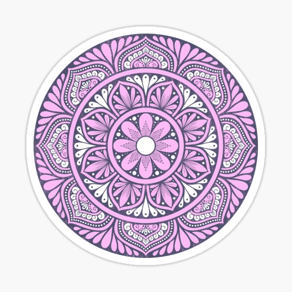 Moonlit Pink Lavender Flower Mandala Sticker