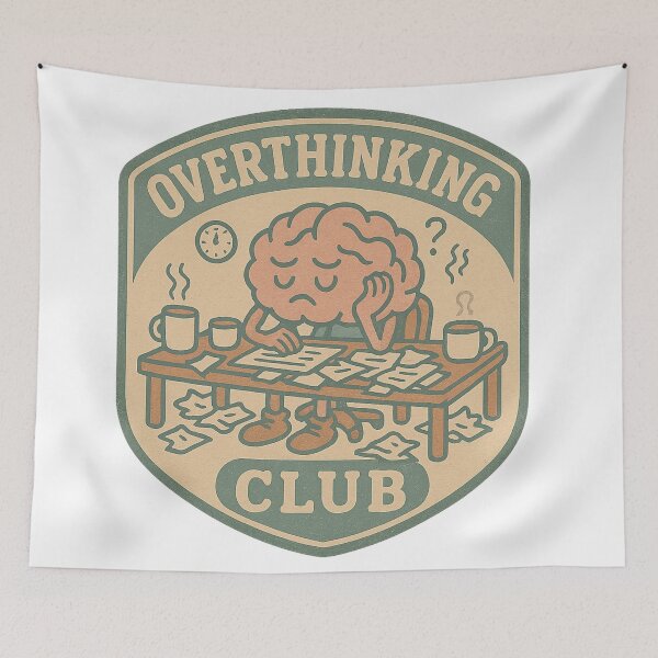 Item preview, Overthinking Club Vintage Badge Logo designed and sold by SkyyWorks.