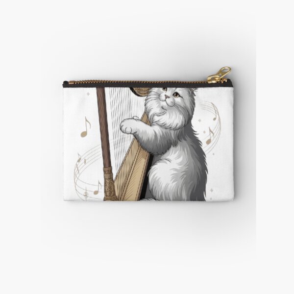 Item preview, Persian Cat Playing Magical Gold Harp designed and sold by Petpixy.