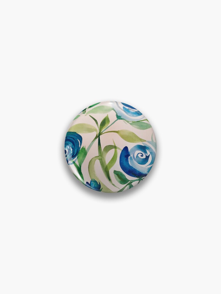 Thumbnail 1 of 3, Pin, Blue roses bouquet designed and sold by rb-angiempaints.
