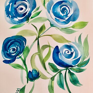 Artwork thumbnail, Blue roses bouquet by rb-angiempaints