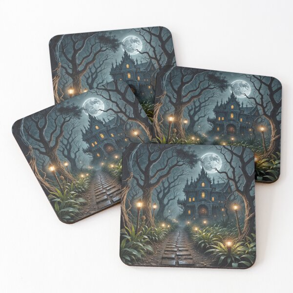 Item preview, Haunted Halloween Gothic Mansion With Garden Path designed and sold by Maria Dryfhout.