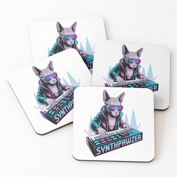 Item preview, Futuristic Sphynx Cat Playing Synthesizer designed and sold by Petpixy.