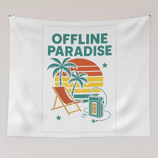 Item preview, Offline Paradise – Retro Sunset Vibes designed and sold by TinyDoodles.