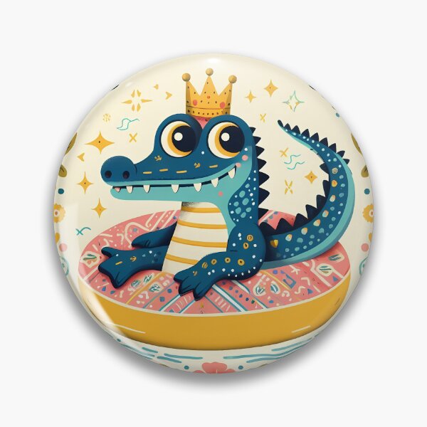Item preview, Cute Summer Alligator Floating in a Lazy River - Scandinavian Folk Art by heidiannemorris © designed and sold by FOLK ART FUSION.