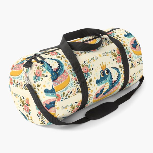 Item preview, Cute Summer Alligator Floating in a Lazy River - Scandinavian Folk Art by heidiannemorris © designed and sold by FOLK ART FUSION by heidiannemorris.