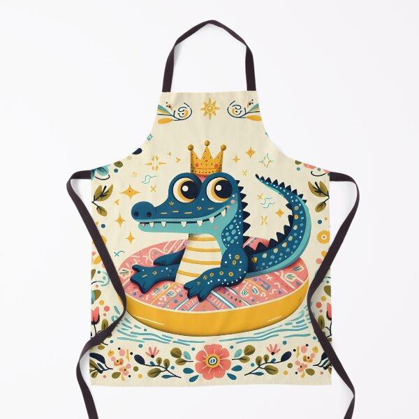 Item preview, Cute Summer Alligator Floating in a Lazy River - Scandinavian Folk Art by heidiannemorris © designed and sold by FOLK ART FUSION by heidiannemorris.