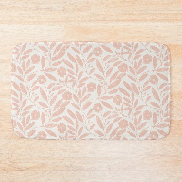Item preview, Distress Textured monochromatic dusty pink leafy floral vine all over white background designed and sold by PrettywithColor.