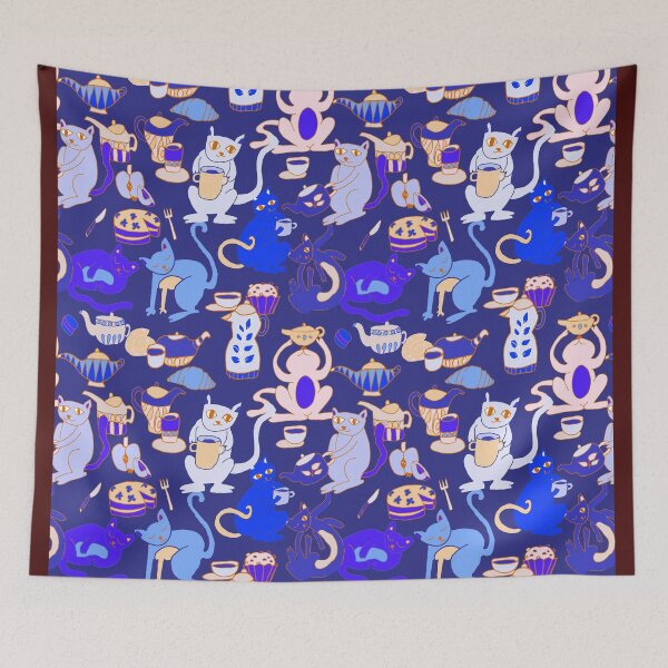 Item preview, Cats breakfast tea party	 designed and sold by Alessandro Remo Mazzoni Remotextiles.