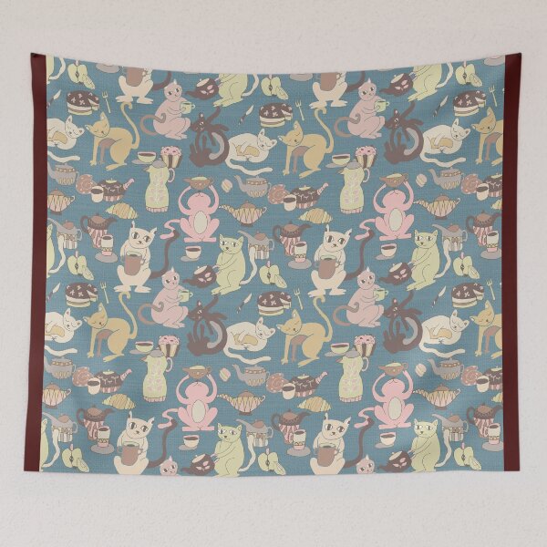 Item preview, Cats breakfast tea party	 designed and sold by Alessandro Remo Mazzoni Remotextiles.