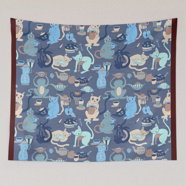 Item preview, Cats breakfast tea party	 designed and sold by Alessandro Remo Mazzoni Remotextiles.