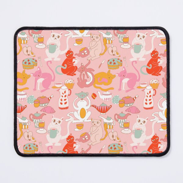 Item preview, Cats breakfast tea party	pink designed and sold by Alessandro Remo Mazzoni Remotextiles.