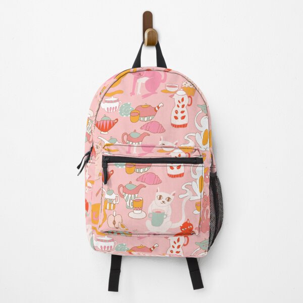Item preview, Cats breakfast tea party	pink designed and sold by Alessandro Remo Mazzoni Remotextiles.