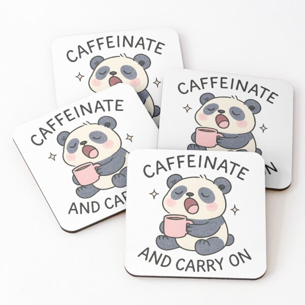 Item preview, Cute Yawning Panda With Coffee PNG l “Caffeinate and Carry On.”| Funny Animal Cartoon Art  designed and sold by SearionStudio.