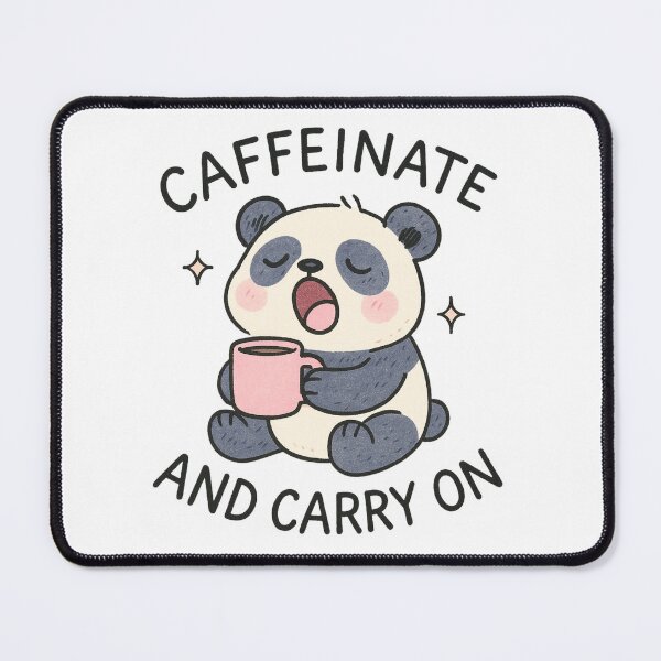 Item preview, Cute Yawning Panda With Coffee PNG l “Caffeinate and Carry On.”| Funny Animal Cartoon Art designed and sold by SearionStudio.