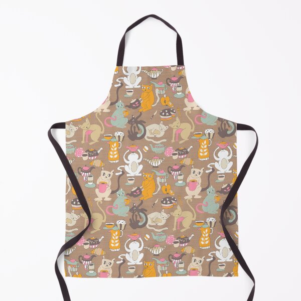 Item preview, Cats breakfast tea party brown designed and sold by Alessandro Remo Mazzoni Remotextiles.