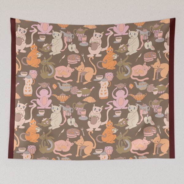 Item preview, Cats breakfast tea party	 designed and sold by Alessandro Remo Mazzoni Remotextiles.